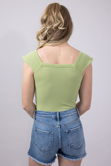 Urban Ribbed Knit Bodysuit for Women in Sage