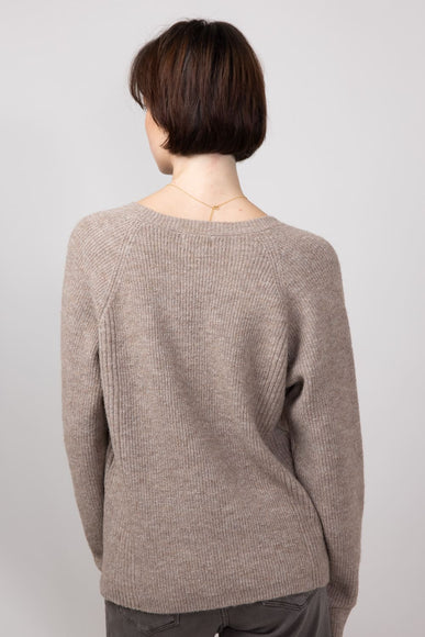 Thread & Supply V-Neck Knit Marigold Sweater for Women in Heather Pewter