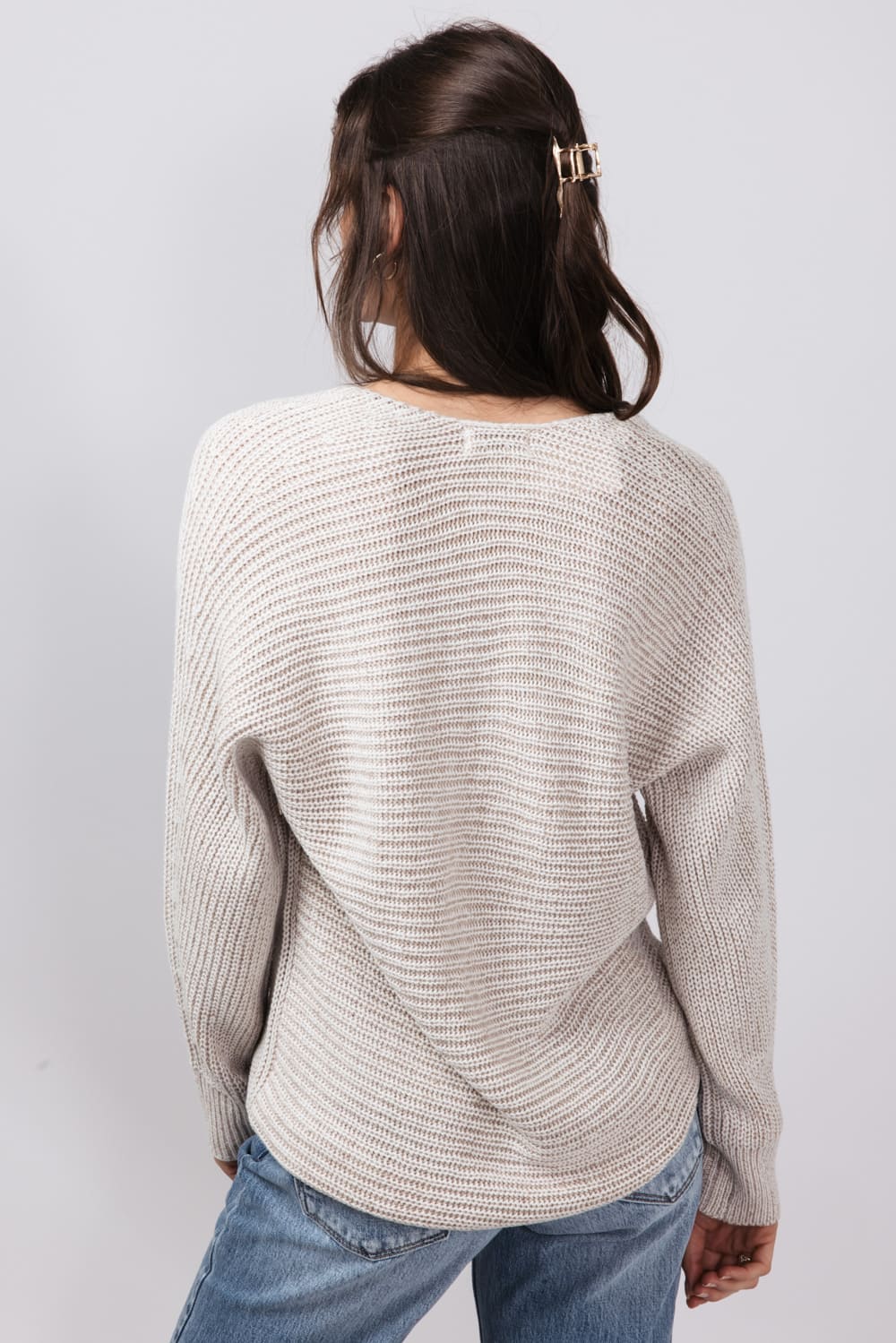 V Neck Sweater for Women in Dark Beige