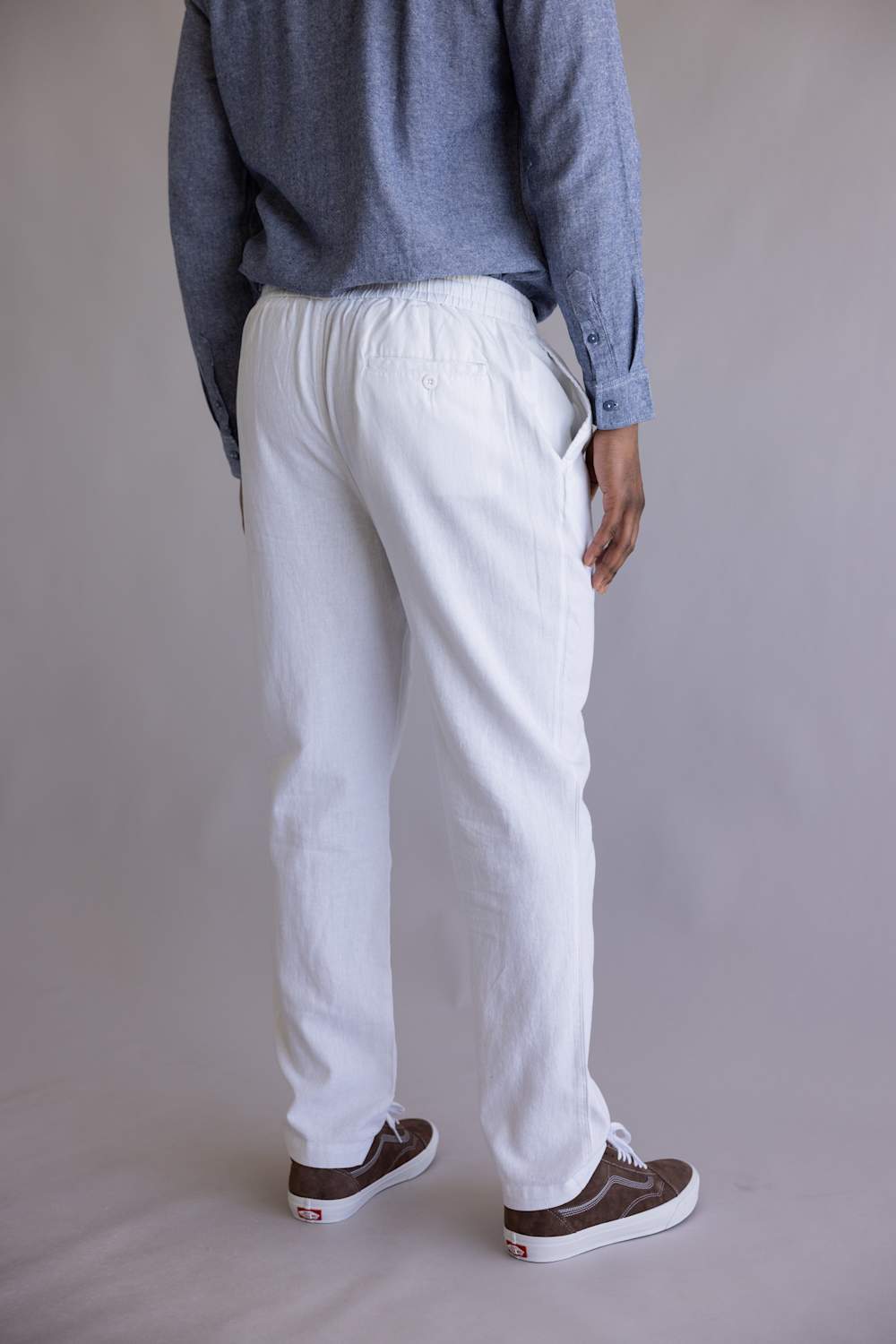 Vintage Summer Linen Pants for Men in White
