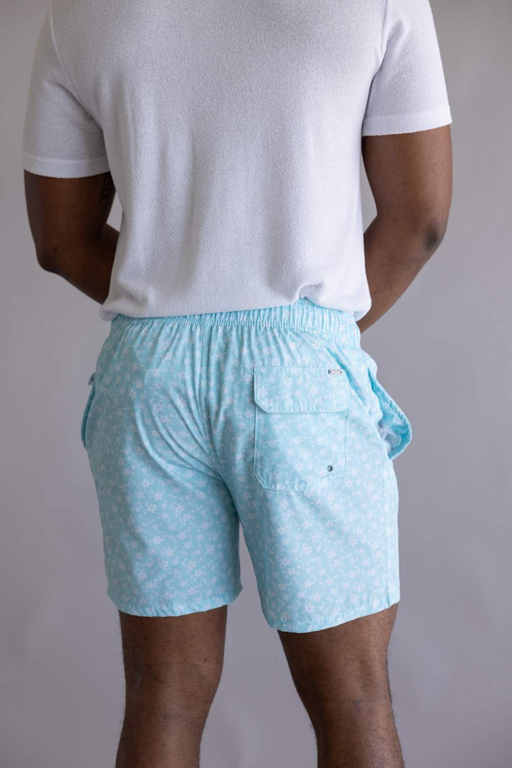 Vintage Summer 4 Way Stretch Volley Shorts for Men in Aqua