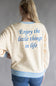 Simply Southern Bow Varsity Crew Sweatshirt for Women in Cream