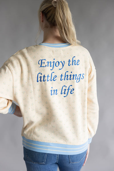 Simply Southern Bow Varsity Crew Sweatshirt for Women in Cream