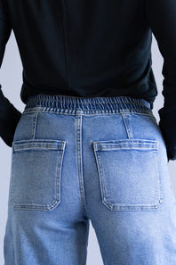 Vervet High Rise Wide Drawstring Barrel Jeans for Women