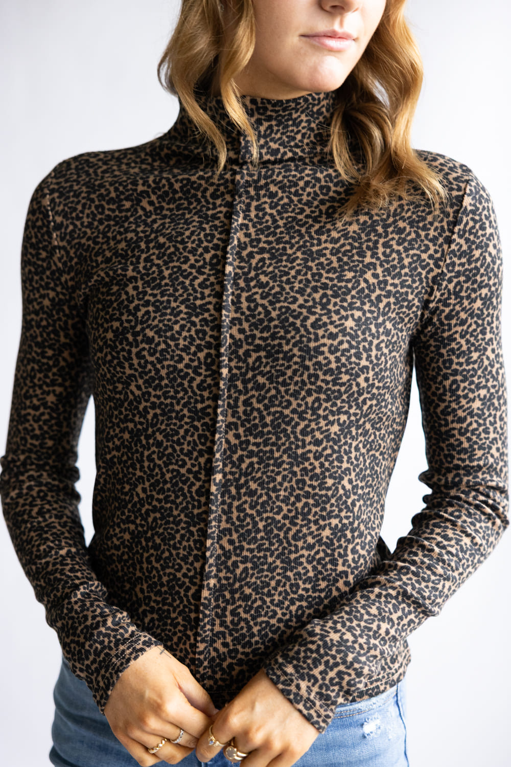Fitted Knit Top for Women in Leopard