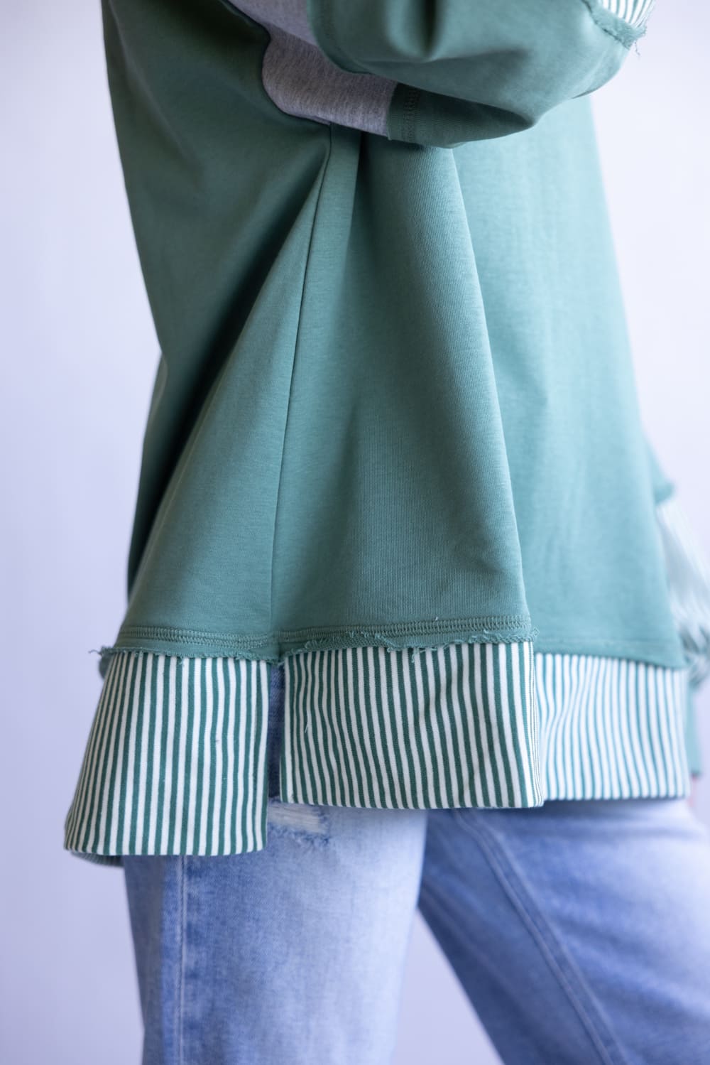 Colorblock Knit Shirt for Women in Sage
