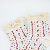 Rosebud Waffle Knit Socks for Women in White