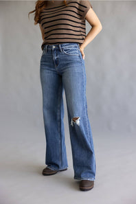 Vervet High Rise Distressed Wide Leg Jeans for Women