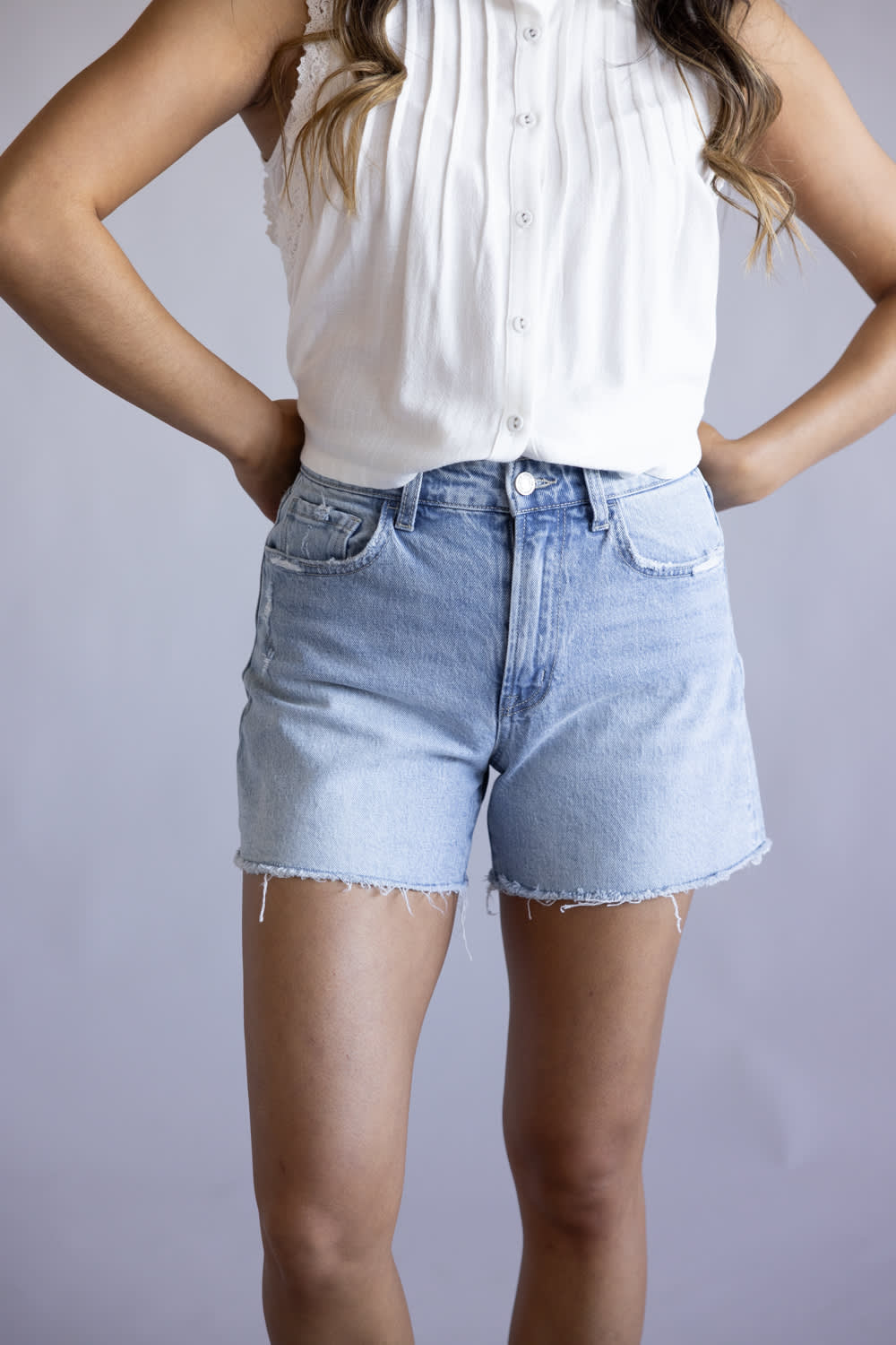Vervet Boyfriend Fray Hem Denim Shorts for Women