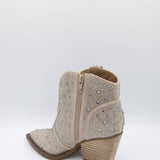 Very G Austin Rhinestone Cowboy Booties for Women in Taupe