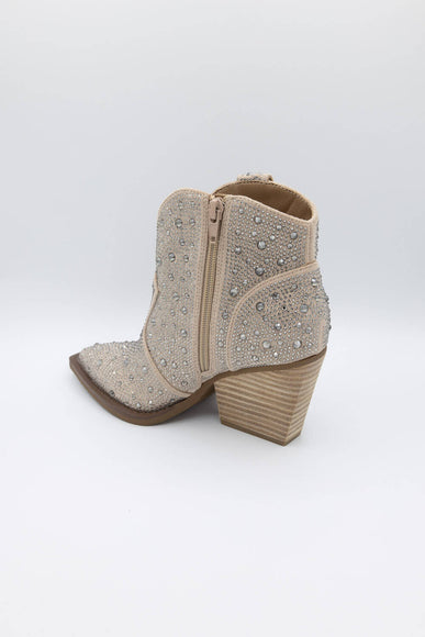 Very G Austin Rhinestone Cowboy Booties for Women in Taupe