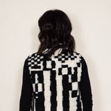 Geometric Sherpa Vest for Women in Black/White