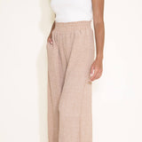Dotted Smocked Waist Wide Leg Pants for Women in Taupe