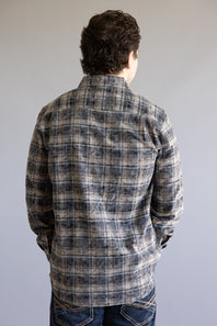 Weatherproof Vintage Chalk Flannel Shirt for Men in Ebony