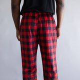 Weatherproof Silky Lounge Pants for Men in Red Plaid