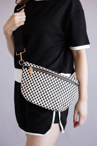 Weave Checked Bag for Women in Black