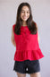 Wishlist Bow Sleeveless Peplum Top for Women in Red 