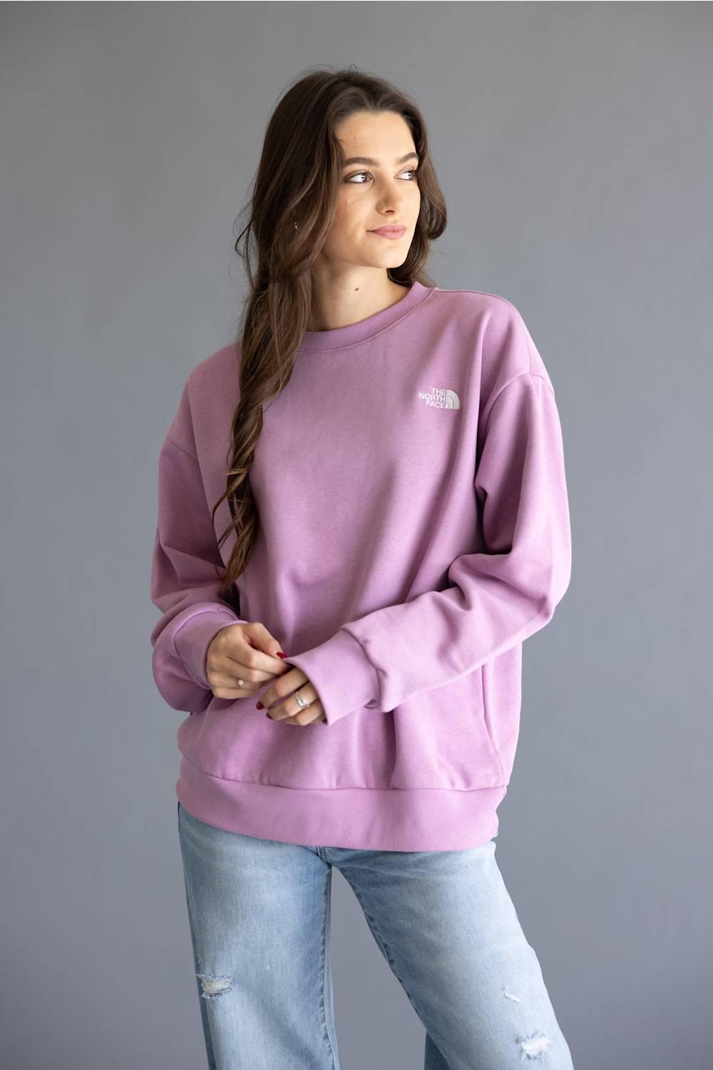 The North Face Oversized Simple Dome Fleece Sweatshirt for Women in Lavender | NF0A8FKT-G6E
