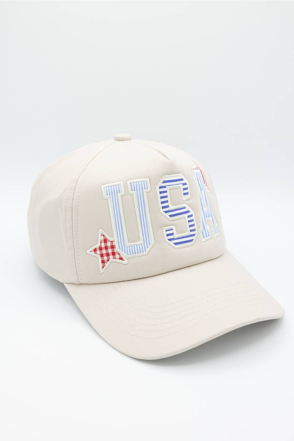 USA Striped Trucker Hat for Women in Beige