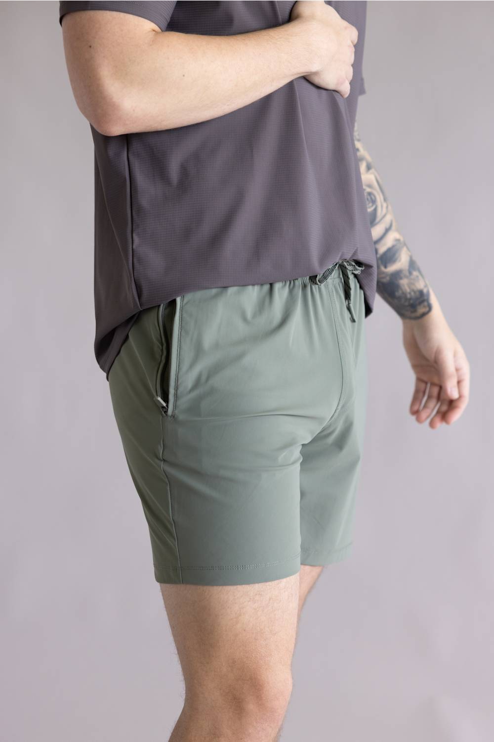 Warp Interval Athletic Shorts for Men in Agave Green