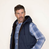 Weatherproof Sherpa Lined Puffer Vest for Men in Blue
