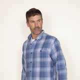 Weatherproof Vintage Burnout Flannel for Men in Faded Denim Blue