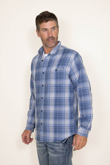Weatherproof Vintage Burnout Flannel for Men in Faded Denim Blue