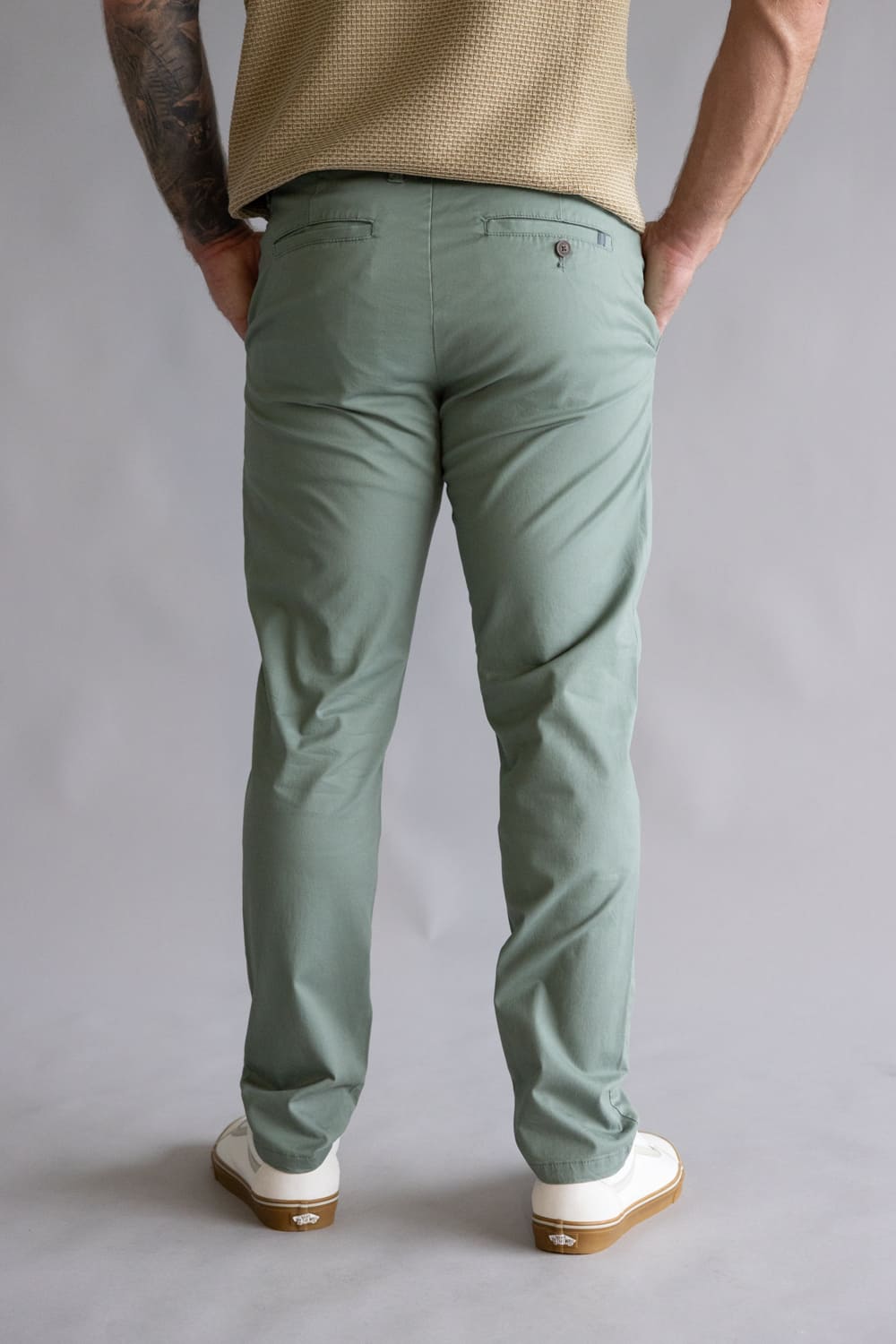 Weatherproof Vintage Flat Front Chino Pants for Men in Hillside Green