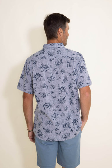 Weatherproof Vintage Linen Shirt for Men in Blue Floral