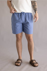 Weatherproof Vintage Linen Shorts for Men in Infinity Blue