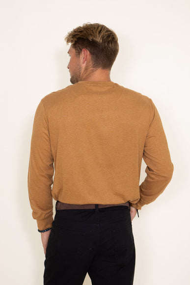 Weatherproof Vintage Long Sleeve Jersey Crew Shirt for Men in Brown