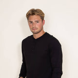 Weatherproof Vintage Long Sleeve Jersey Henley Shirt for Men in Black