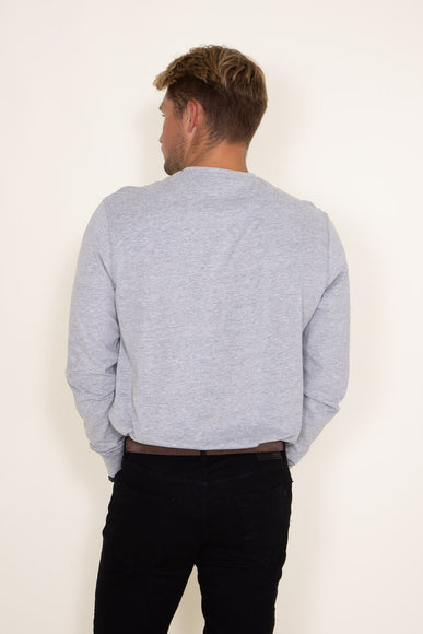 Weatherproof Vintage Long Sleeve Jersey Henley Shirt for Men in Light Grey Heather