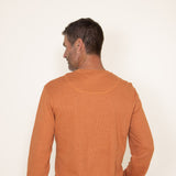 Weatherproof Vintage Long Sleeve Waffle Crewneck Shirt for Men in Orange
