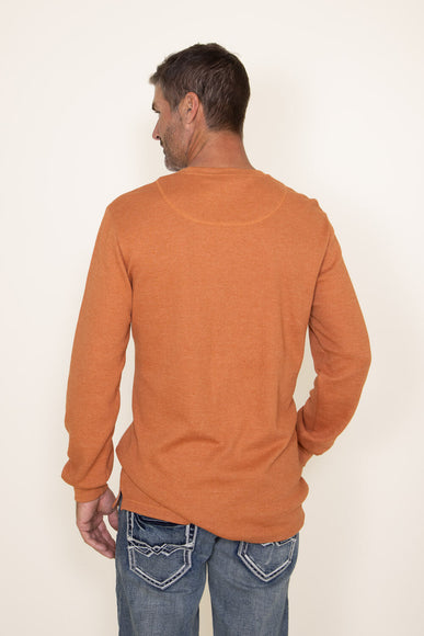 Weatherproof Vintage Long Sleeve Waffle Crewneck Shirt for Men in Orange