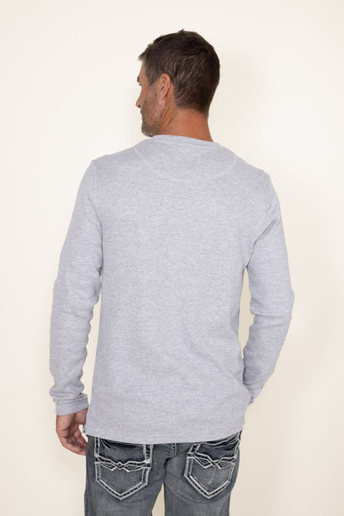 Weatherproof Vintage Long Sleeve Waffle Henley Shirt for Men in Light Grey