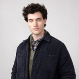 Weatherproof Vintage Quilted Corduroy Puffer Jacket for Men in Moonless Night