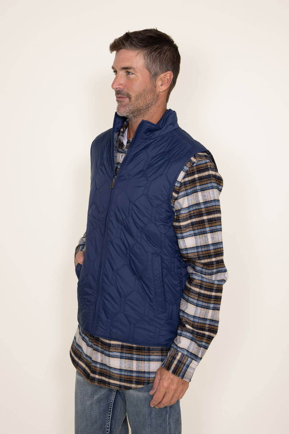 Weatherproof Vintage Quilted Vest for Men in Blue | F2370405GK