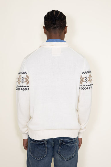 Weatherproof Vintage Snowflake Quarter Zip Sweater for Men in Ivory