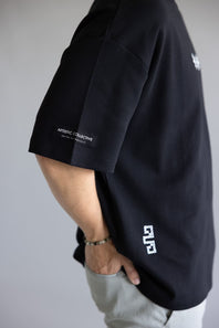 White Geo Embroidered T-Shirt for Men in Black