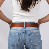 Wide Circle Buckle Belt for Women in Brown