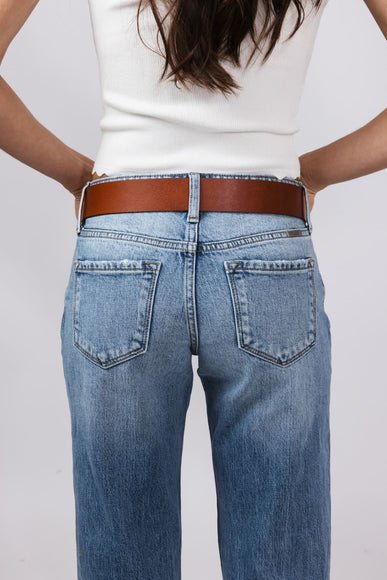 Wide Circle Buckle Belt for Women in Brown