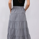 Wishlist Gingham Tiered Midi Skirt for Women in Black & White