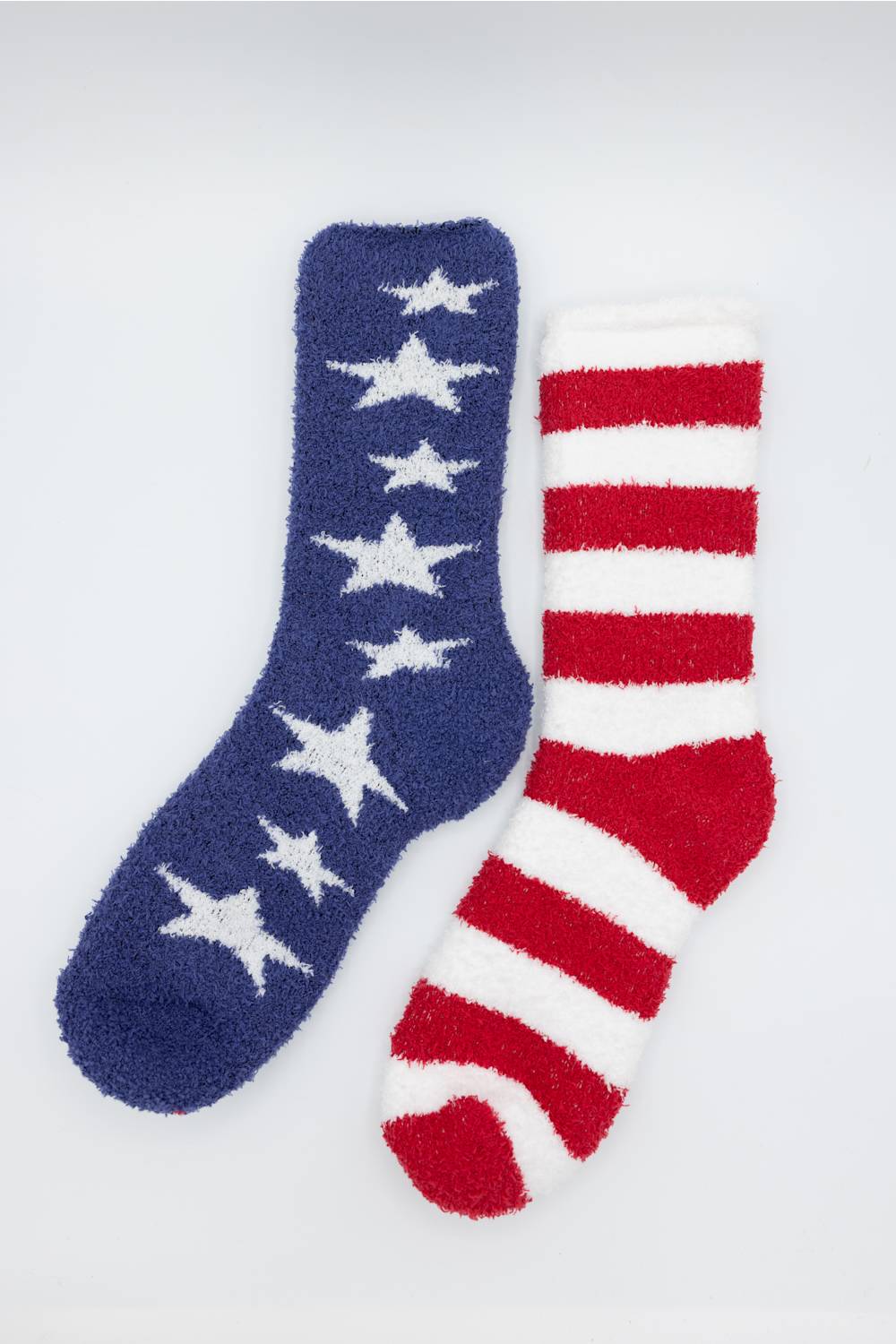 Worlds Softest Fireside Americana Crew Socks for Women in Navy/Red
