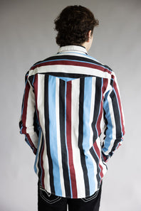 Wrangler Brushpopper Snap Workshirt for Men in Blue/Blue Raspberry