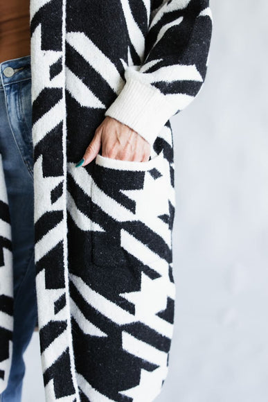 Zig Pattern Cardigan for Women in Black