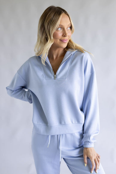 Zip Neck Scuba Set for Women in Blue