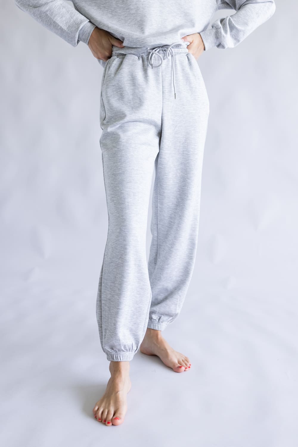 Zip Neck Super Soft Set for Women in Grey