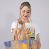  Isla Jute Tote Bag in Multi 