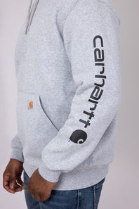 Carhartt Logo Sleeve Graphic Hoodie for Men in Heather Grey